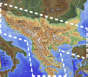 <p>Elementi presi in considerazione:<br /><br />- cartina dei Balcani e stilizzazione dei confini<br /><br /></p>